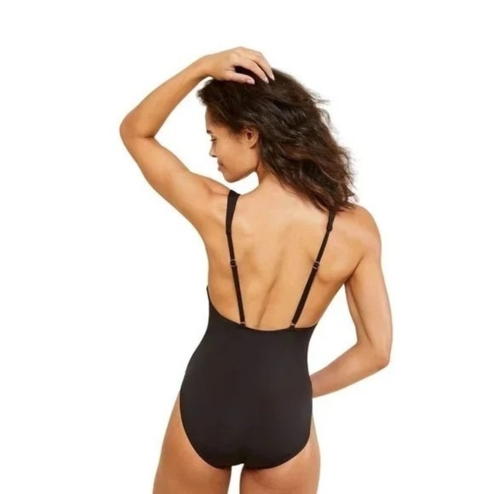 Andie Womens The Sardinia One Piece Swimsuit Black Deep Plunge High Leg Cut Size - Picture 2 of 5
